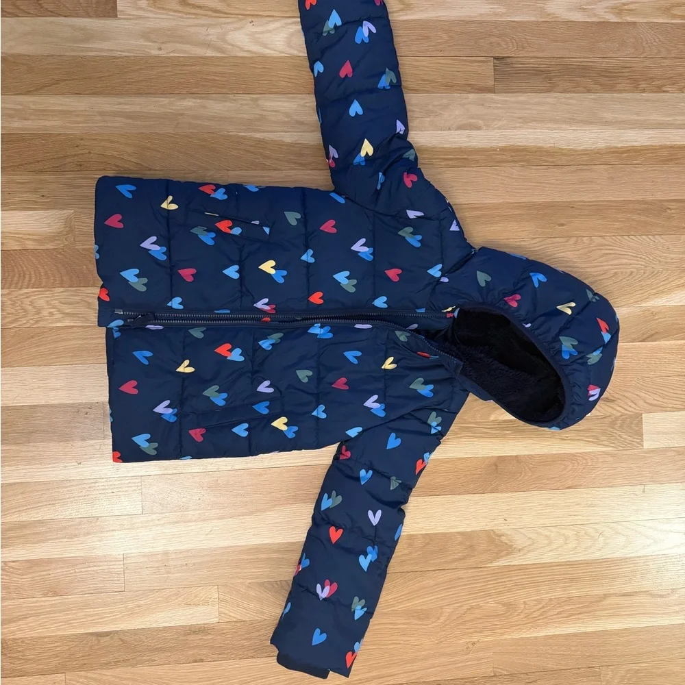 Primary- parka puffer coat and confetti hearts, navy confetti hearts - Picture 3 of 6